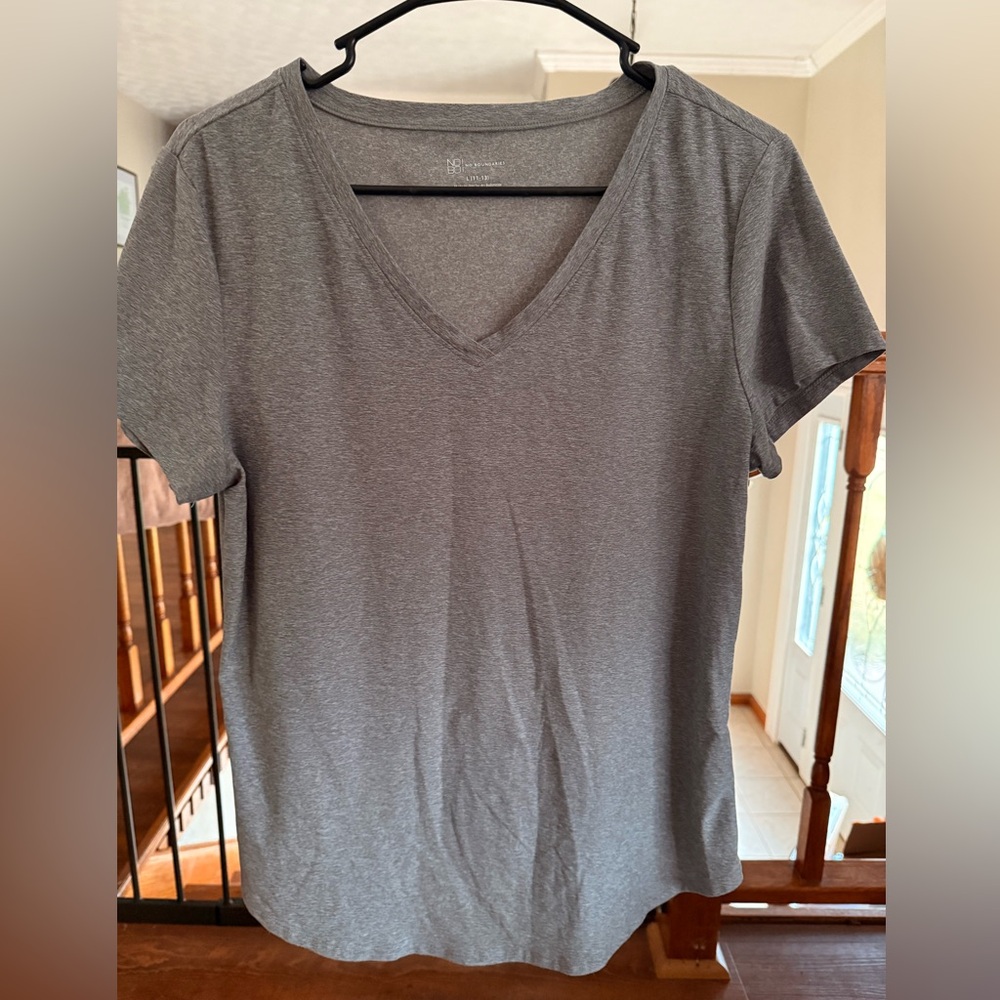 Gray V-Neck Women's Top
